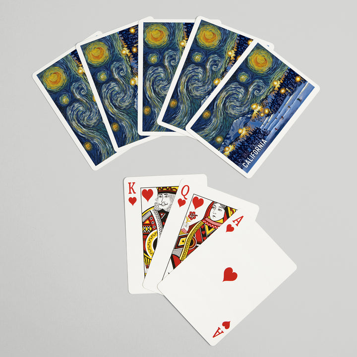 Playing Cards, California, Starry Night, Ski Resort, 52 Card Deck with Jokers in Box, Unique Art