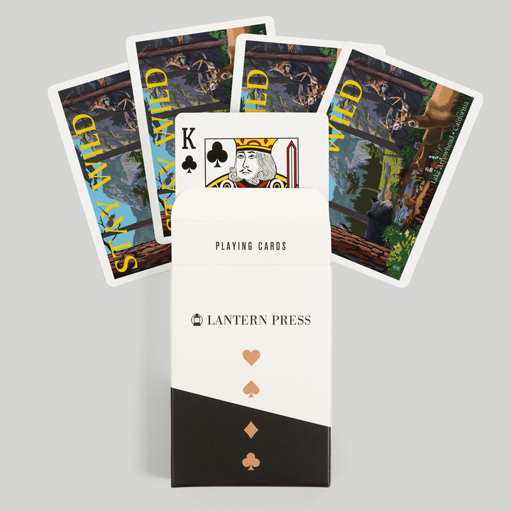 Playing Cards, Lake Arrowhead, California, Stay Wild, National Park WPA Sentiment, 52 Card Deck with Jokers in Box, Unique Art