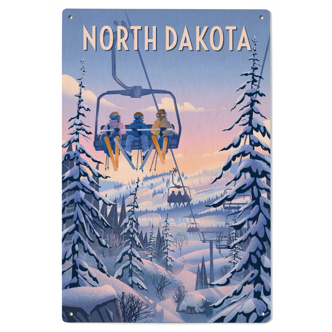 North Dakota, Chill on the Uphill, Ski Lift, Wood Signs and Postcards