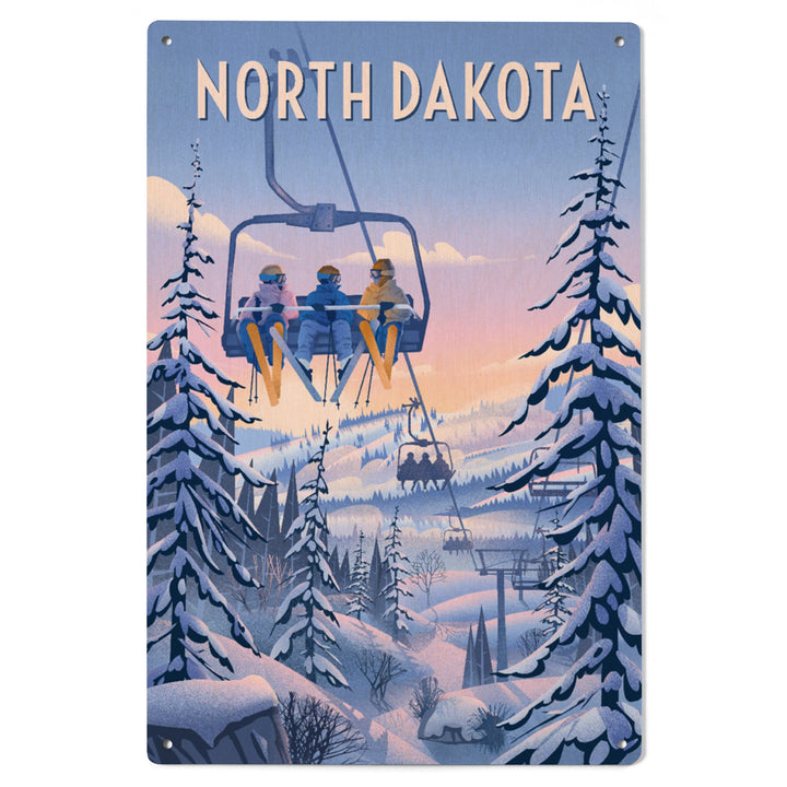 North Dakota, Chill on the Uphill, Ski Lift, Wood Signs and Postcards