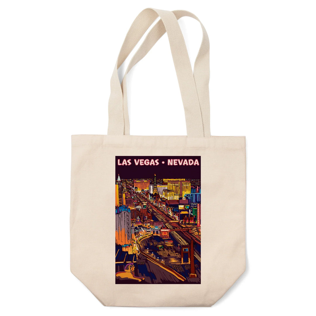 Las Vegas, Nevada, View of Strip at Night, Tote Bag