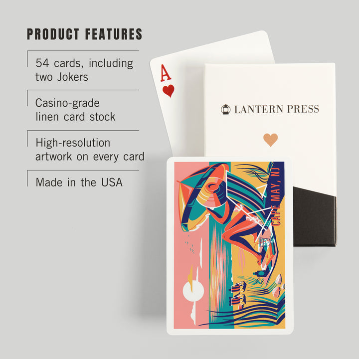 Playing Cards, Cape May, New Jersey, Beach Bliss Collection, Woman at the Beach, 52 Card Deck with Jokers in Box, Unique Art