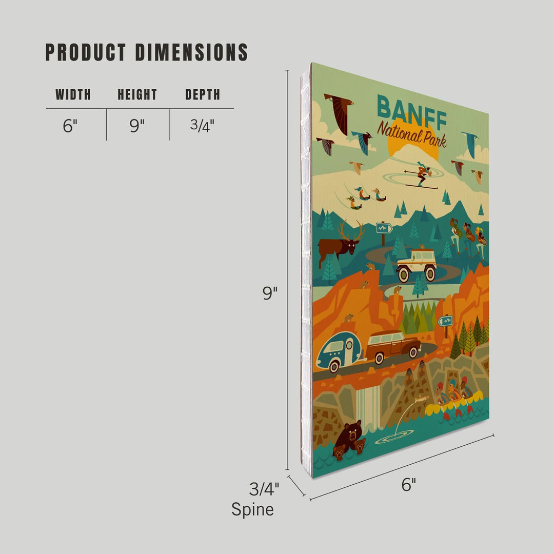 Lined 6x9 Journal, Banff National Park, Geometric, Lay Flat, 193 Pages, FSC paper