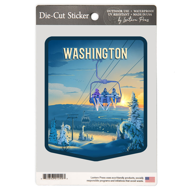 Washington, Lithograph, Chairlift, Vinyl Sticker