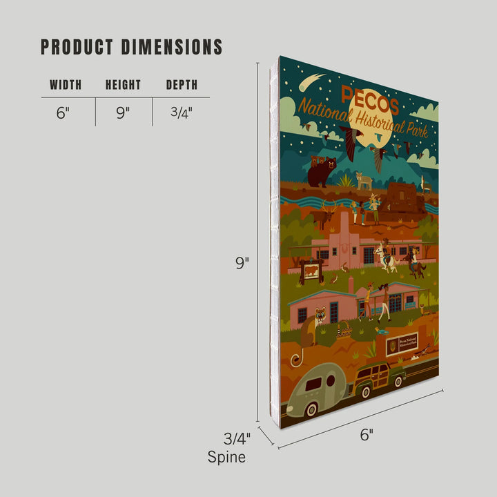 Lined 6x9 Journal, Pecos National Historic Park, New Mexico, Night Scene, Geometric, Lay Flat, 193 Pages, FSC paper