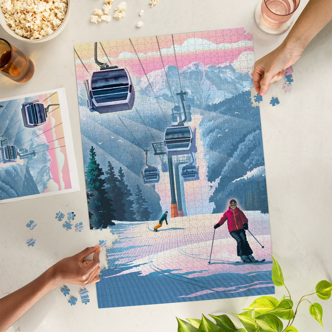Lithograph, Gondolas, Steel, 1000 Piece Jigsaw Puzzle
