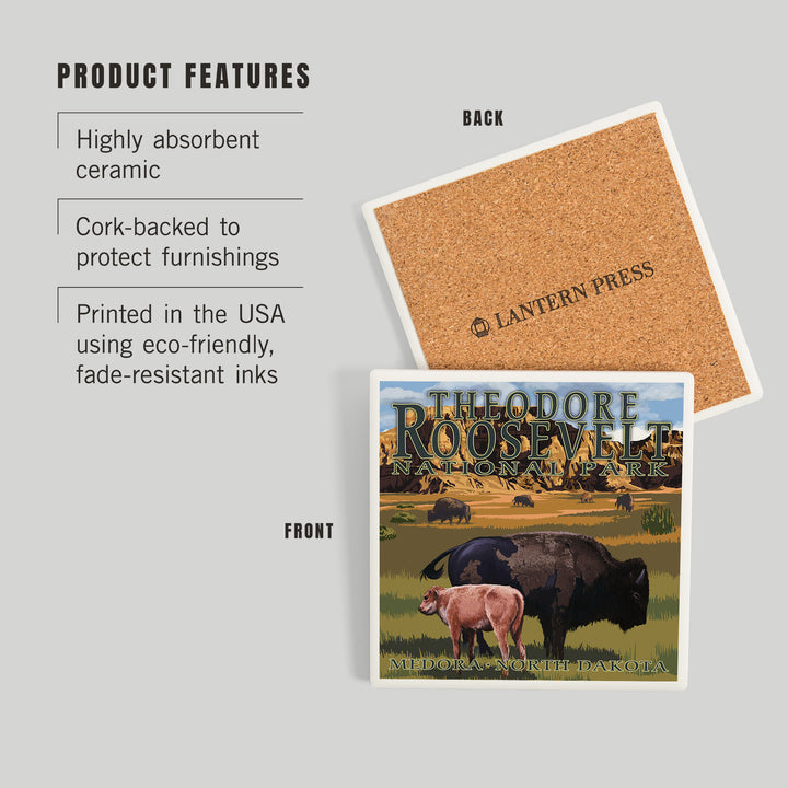 Medora, North Dakota, Theodore Roosevelt National Park, Bison and Calf, Coasters