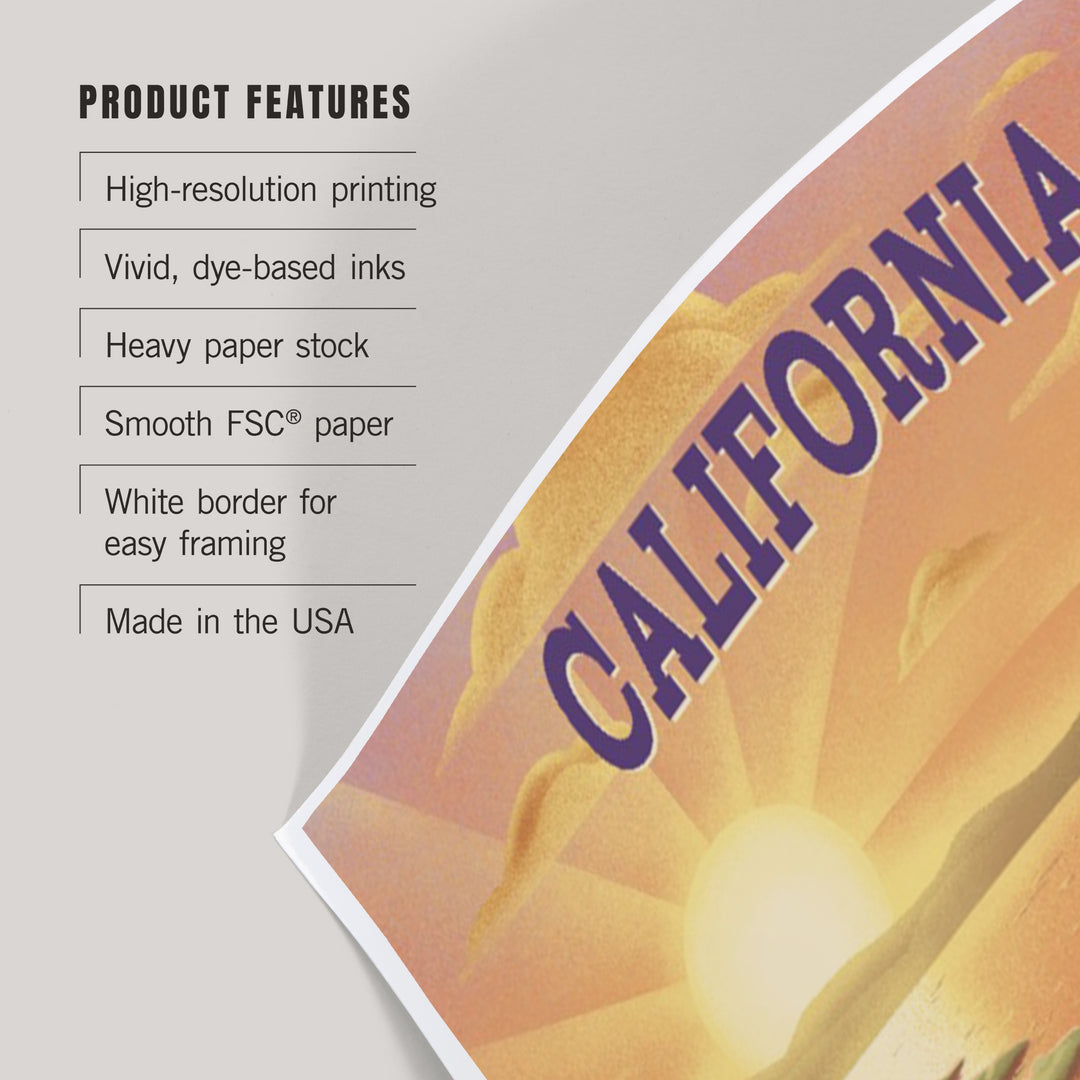 California, Lithograph, Bear and Spring Flowers, Lake, Art & Giclee Prints