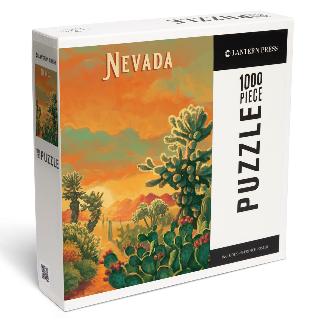 Nevada, Oil Painting Series, Cholla Cactus, Jigsaw Puzzle