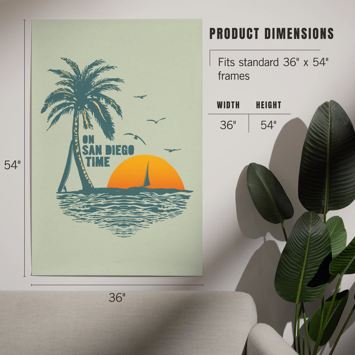 On San Diego Time, Sunset with Palm Tree, Art & Giclee Prints