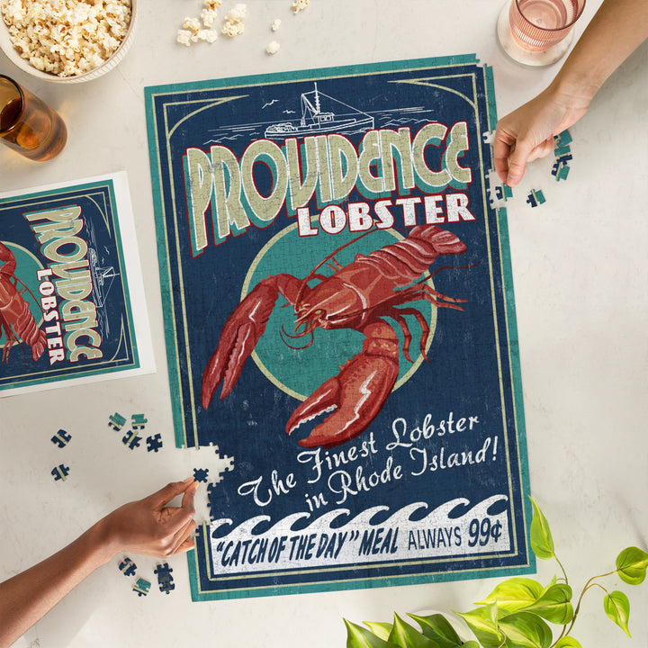 Providence, Rhode Island, Lobster Vintage Sign, 1000 Piece Jigsaw Puzzle