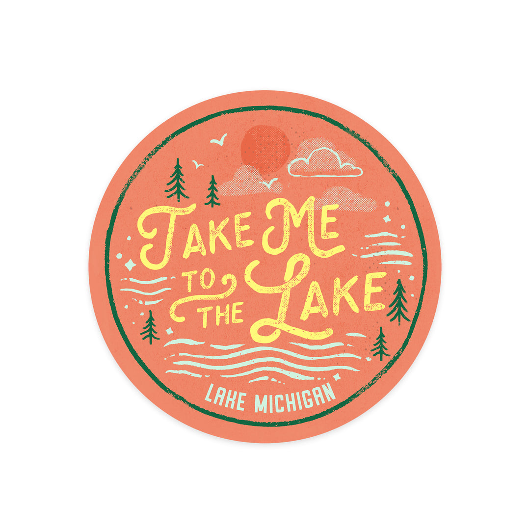 Lake Michigan, Lake Life Series, Take Me To The Lake, Contour, Vinyl Sticker