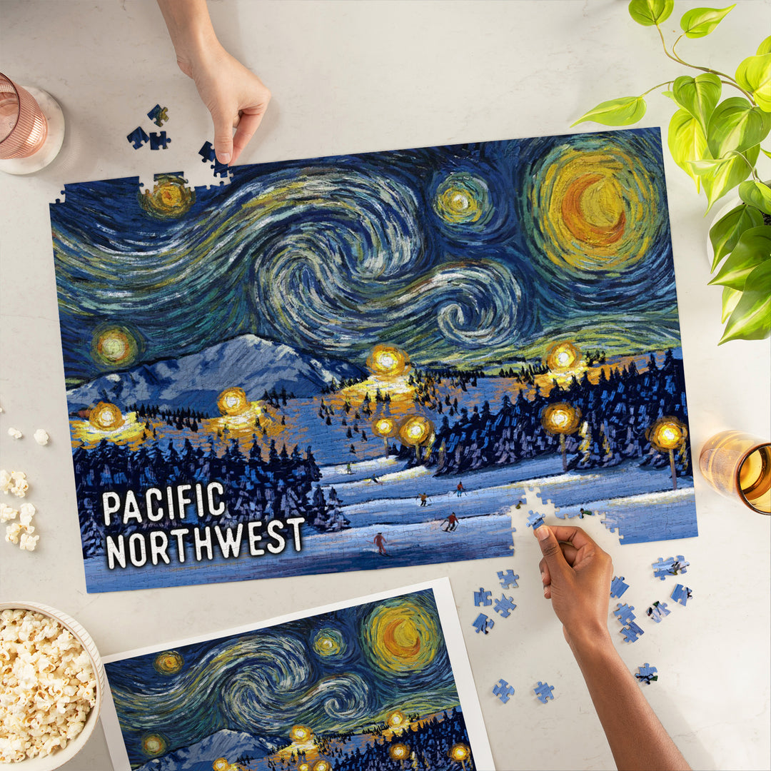 Pacific Northwest, Starry Night, Ski, Jigsaw Puzzle