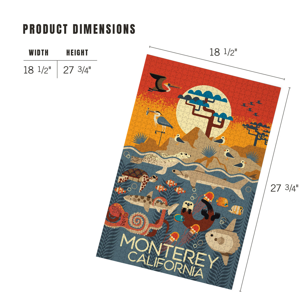 Monterey, California, Geometric, Marine Animals, Jigsaw Puzzle