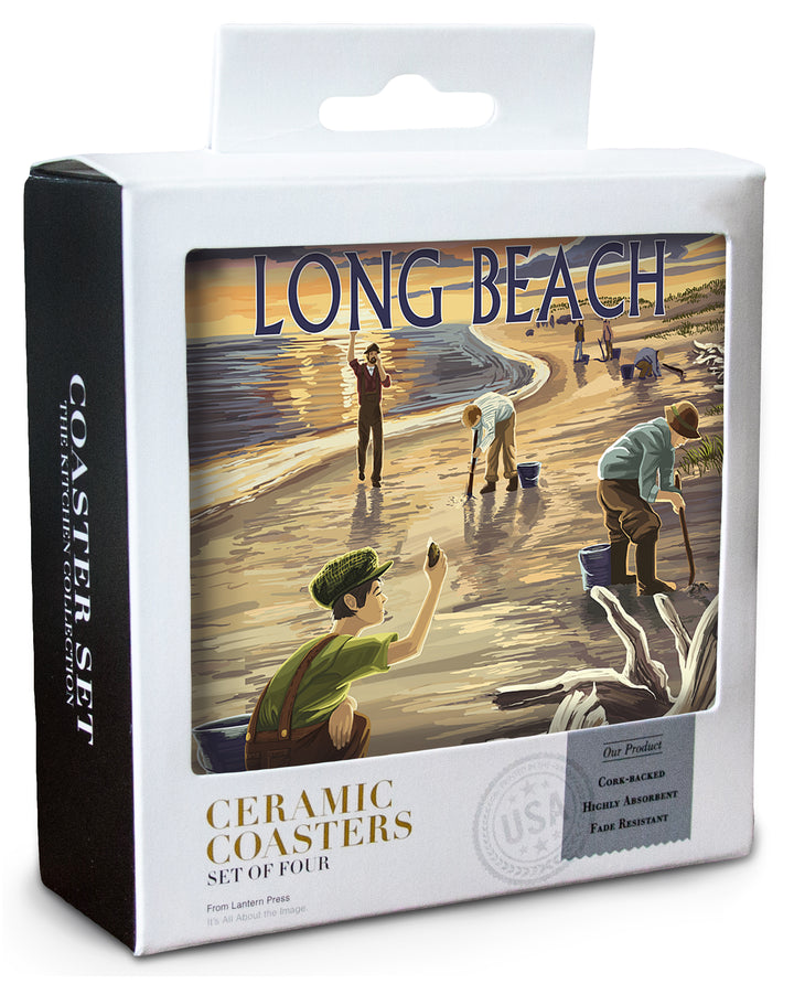 Long Beach, Washington, Clam Diggers, Coaster Set