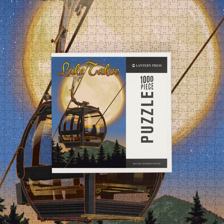 Lake Tahoe, California, Gondola and Full Moon, Jigsaw Puzzle
