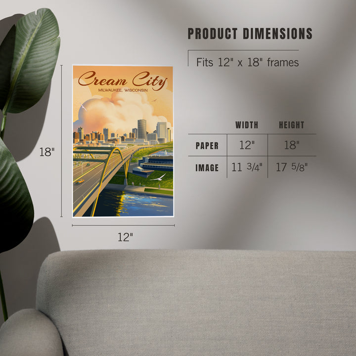 Milwaukee, Wisconsin, Lithograph City Series, Cream City, Art & Giclee Prints