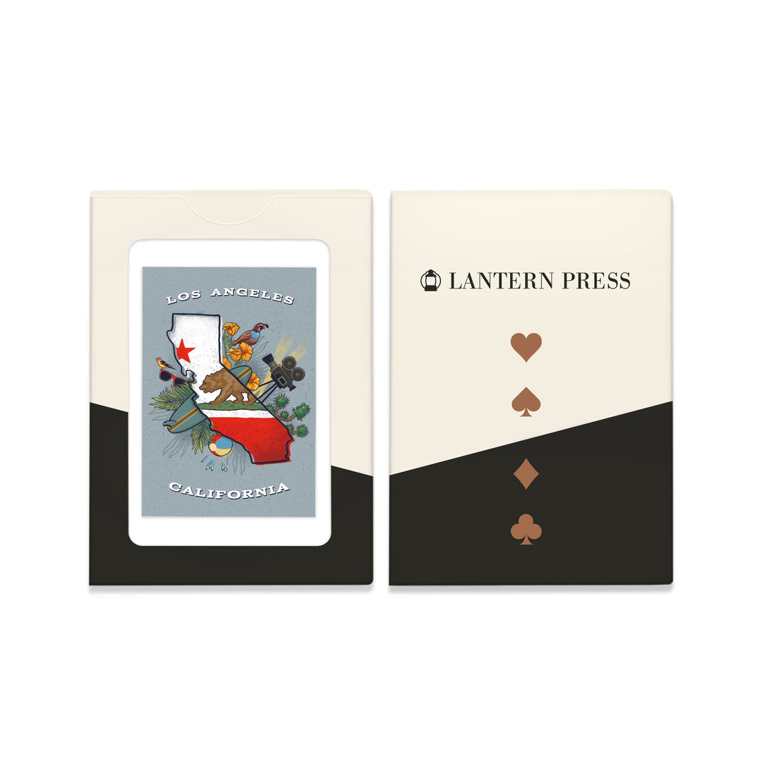 Playing Cards, Los Angeles, California, State Treasure Trove, 52 Card Deck with Jokers in Box, Unique Art