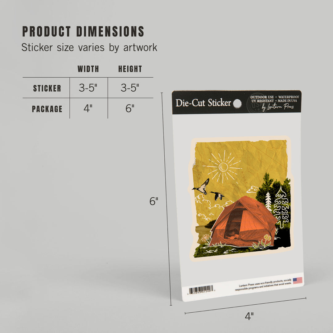 Retro Collage, Camping, Vinyl Sticker