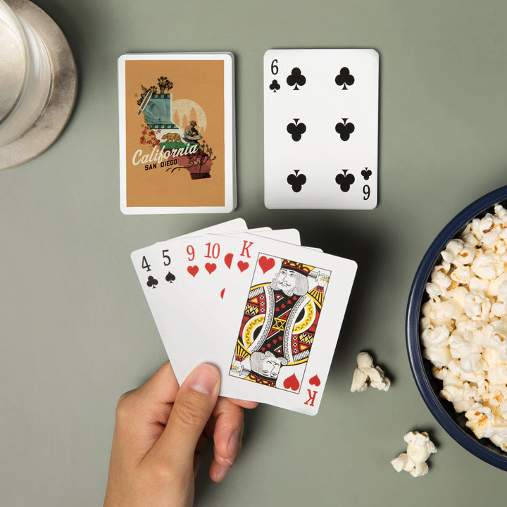 Playing Cards, San Diego, California, State Photomontage, State Series, 52 Card Deck with Jokers in Box, Unique Art