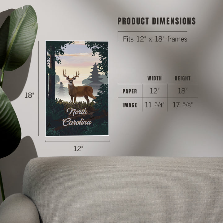 North Carolina, Painterly, Deer and Sunrise, Art & Giclee Prints