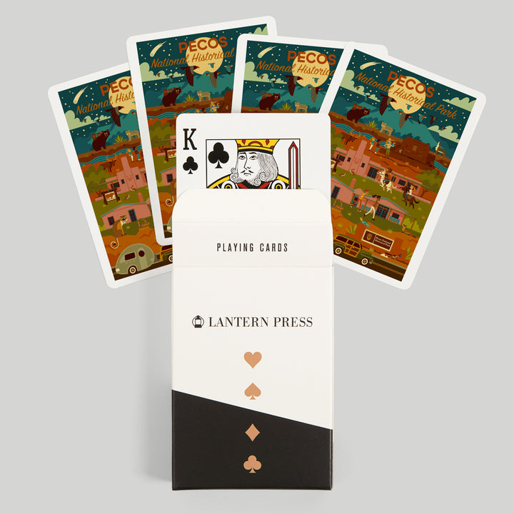 Playing Cards, Pecos National Historic Park, New Mexico, Night Scene, Geometric, 52 Card Deck with Jokers in Box, Unique Art