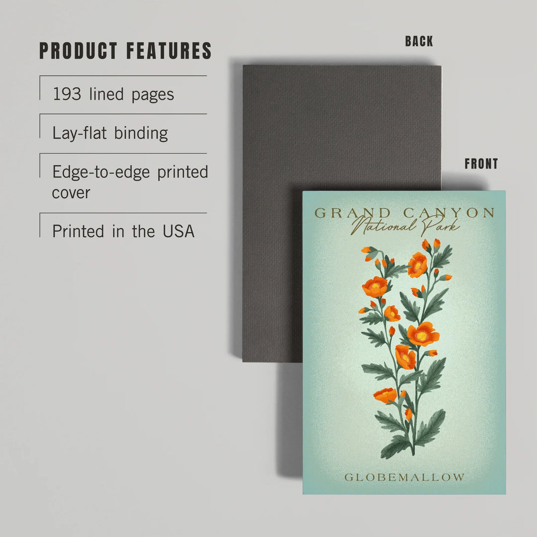 Lined 6x9 Journal, Grand Canyon National Park, Arizona, Globemallow, Vintage Flora, Lay Flat, 193 Pages, FSC paper