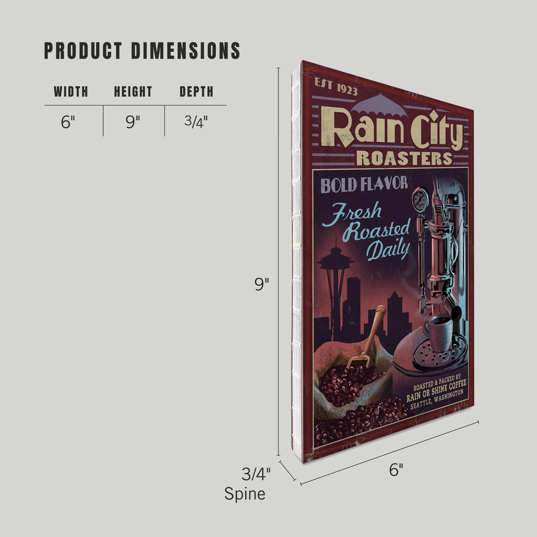 Lined 6x9 Journal, Seattle, Washington, Coffee Roasters Vintage Sign, Lay Flat, 193 Pages, FSC paper
