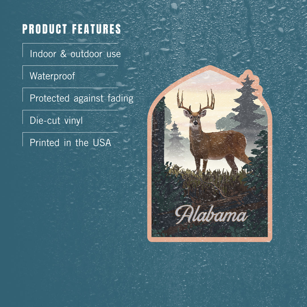 Alabama, Painterly, Deer and Sunrise, Vinyl Sticker