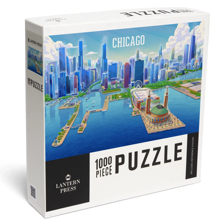Chicago, Illinois, Lithograph City Series, Jigsaw Puzzle