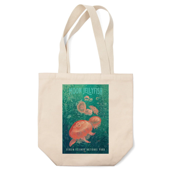 Virgin Islands National Park, Fluid Linework, Moon Jellyfish, Tote Bag