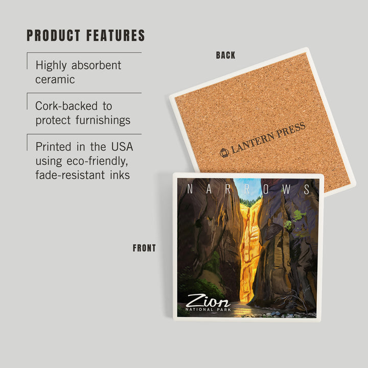 Zion National Park, Utah, Narrows, Oil Painting, Coasters