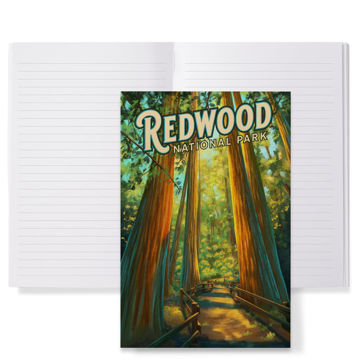 Lined 6x9 Journal, Redwood National Park, California, Oil Painting, Lay Flat, 193 Pages, FSC paper
