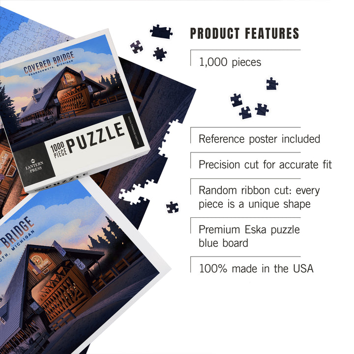 Frankenmuth, Michigan, Covered Bridge, 1000 Piece Jigsaw Puzzle