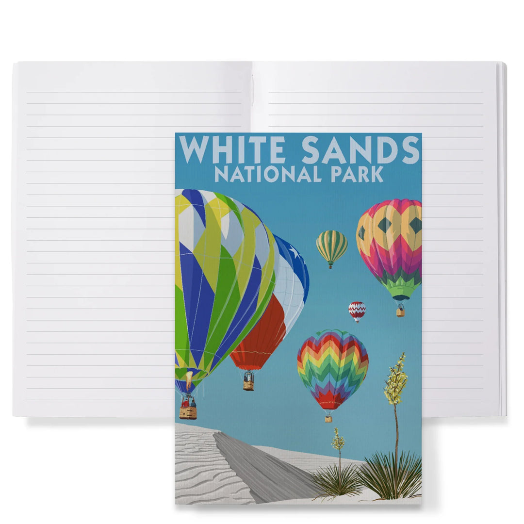 Lined 6x9 Journal, White Sands National Park, New Mexico, Hot Air Balloons, Lay Flat, 193 Pages, FSC paper