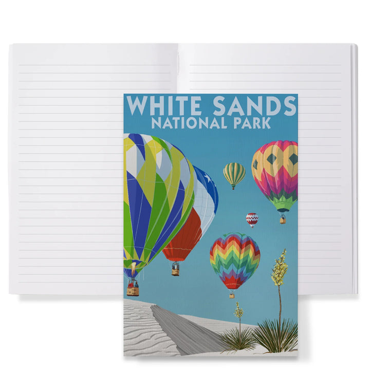 Lined 6x9 Journal, White Sands National Park, New Mexico, Hot Air Balloons, Lay Flat, 193 Pages, FSC paper