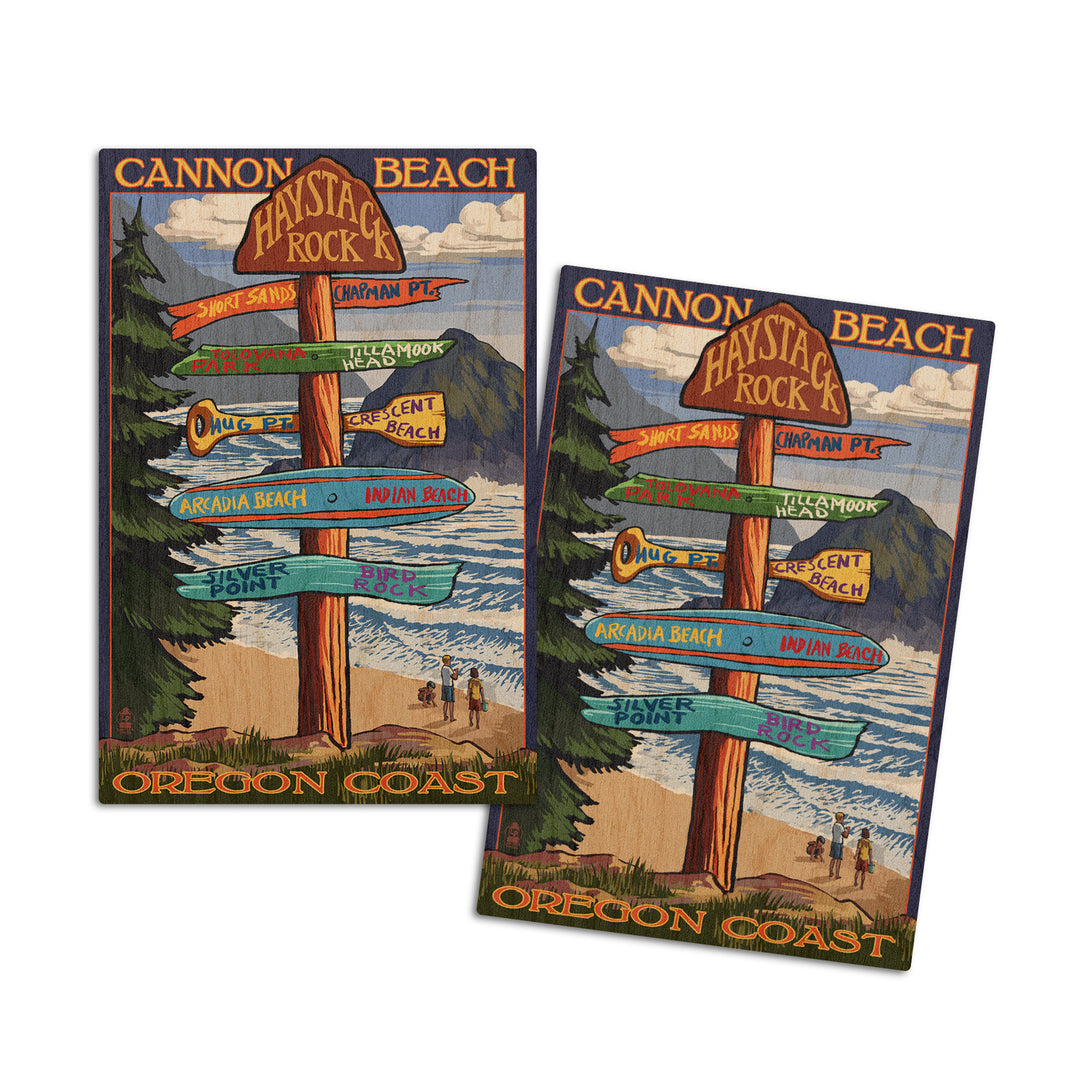 Cannon Beach, Oregon, Destinations Sign, Lantern Press Artwork, Wood Signs and Postcards