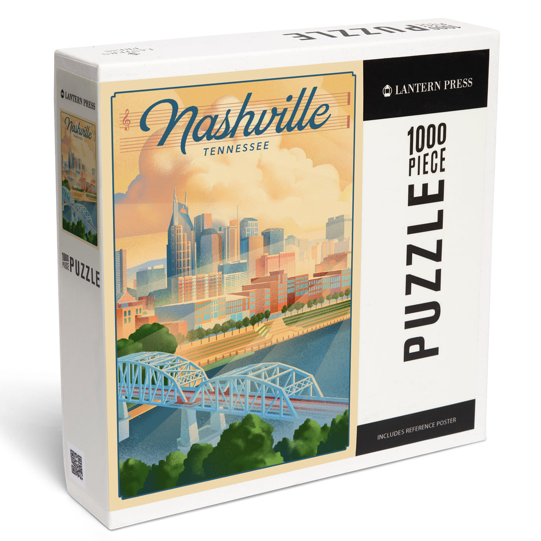 Nashville, Tennessee, Lithograph City Series, Jigsaw Puzzle