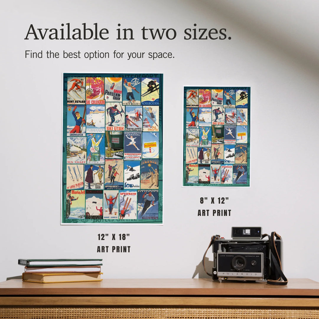 Vintage Ski Collage, Art & Giclee Prints