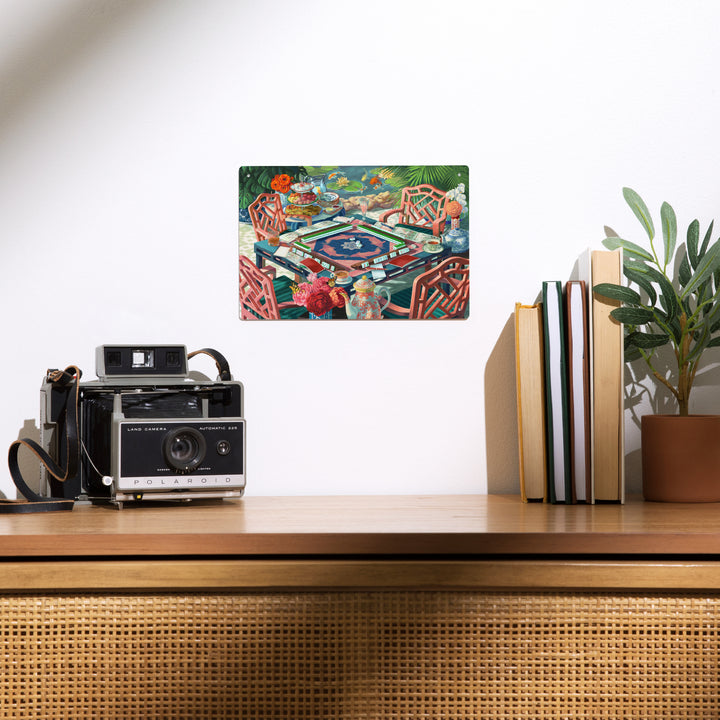 Oil Painting, Mahjong Life, 12x18 Metal Sign