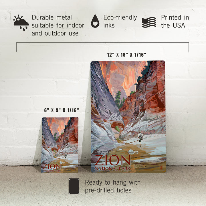 Zion National Park, Utah, Slot Canyon, Illustration, Metal Signs