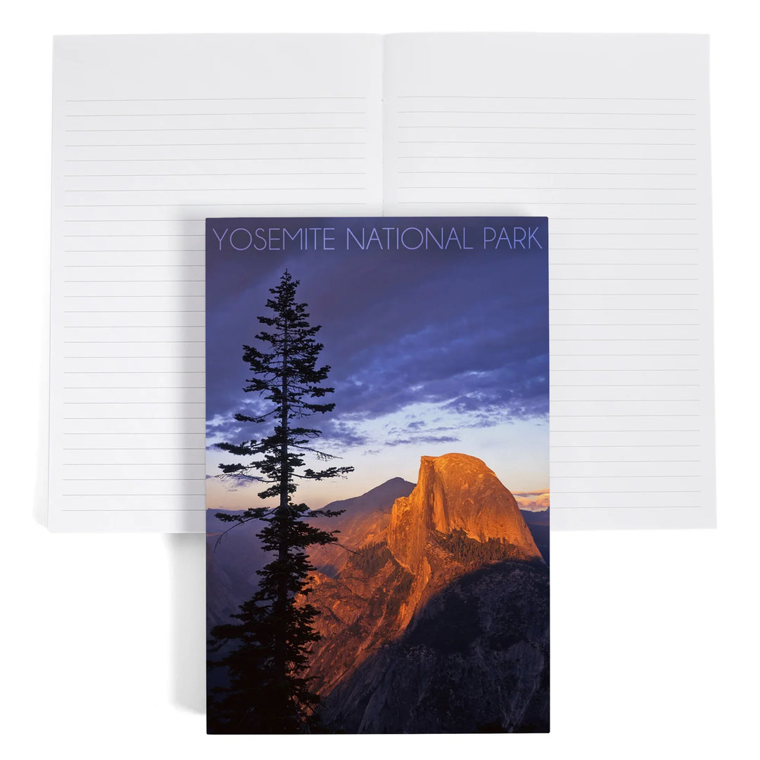 Lined 6x9 Journal, Yosemite National Park, California, Half Dome and Pine Tree, Lay Flat, 193 Pages, FSC paper