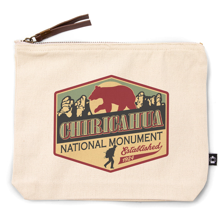 Chiricahua National Monument, Arizona, Vintage Vector, Bear & Hiker, Contour, Lantern Press Artwork, Accessory Go Bag