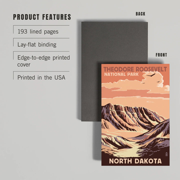 Lined 6x9 Journal, Theodore Roosevelt National Park, North Dakota, Buttes, Lay Flat, 193 Pages, FSC paper