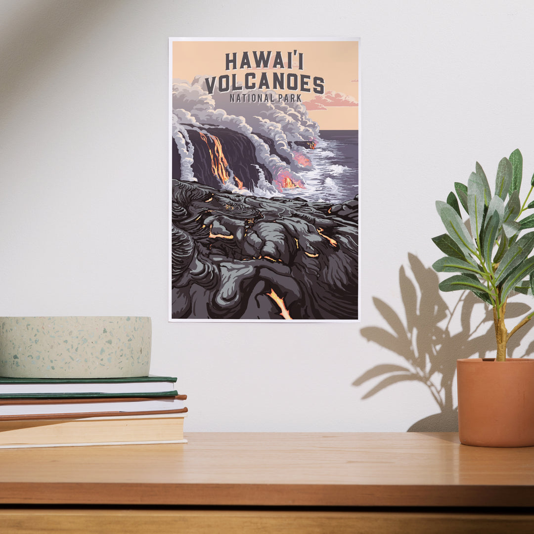 Hawaii Volcanoes National Park, Hawaii, Painterly National Park Series, Art & Giclee Prints