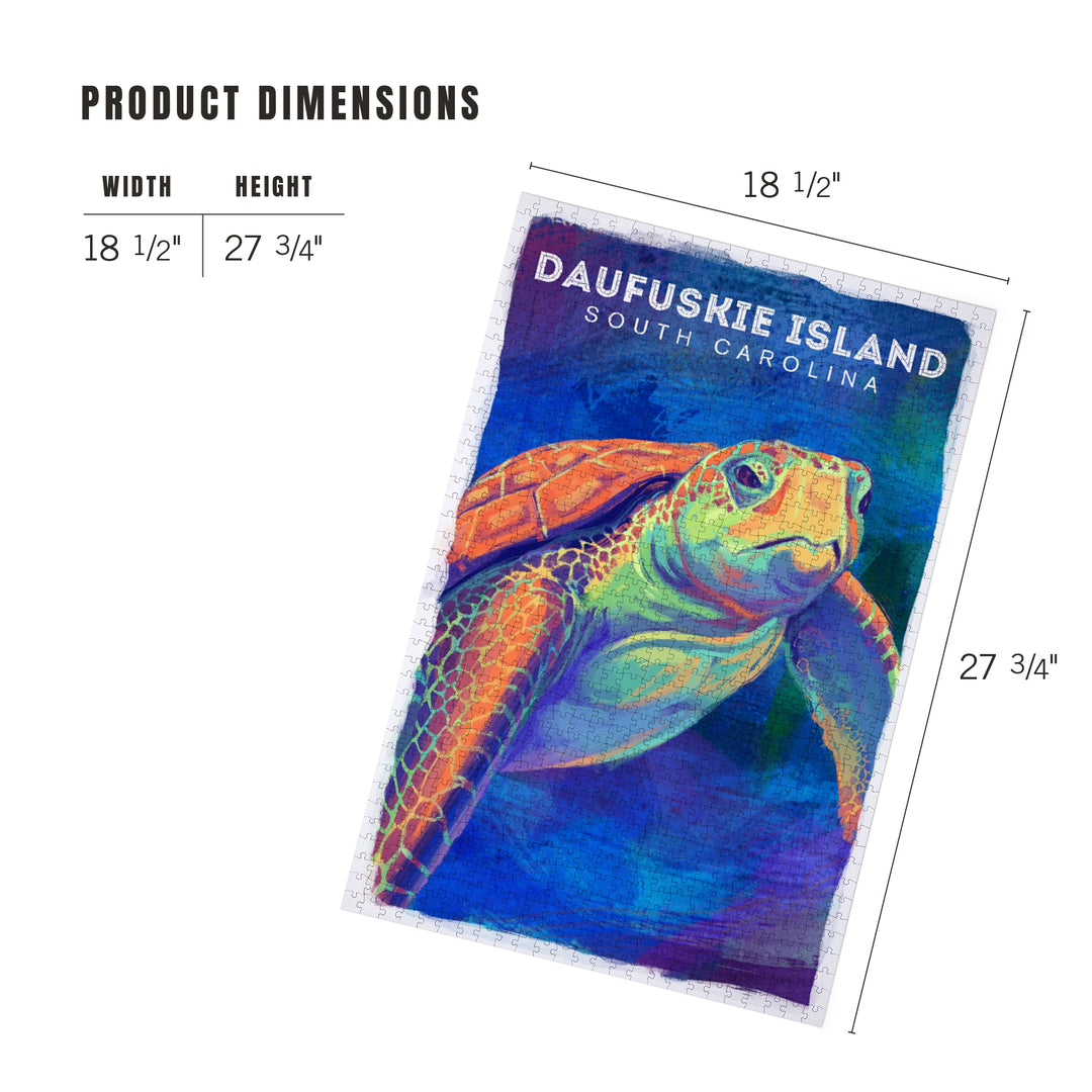 Daufuskie Island, South Carolina, Vivid Watercolor, Sea Turtle, Jigsaw Puzzle