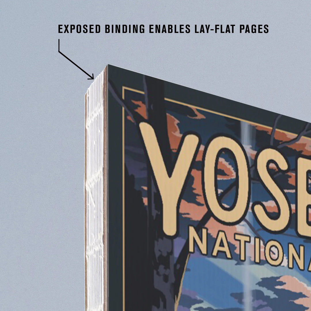 Lined 6x9 Journal, Yosemite National Park, California, Retro Camper and Mountains, Lay Flat, 193 Pages, FSC paper