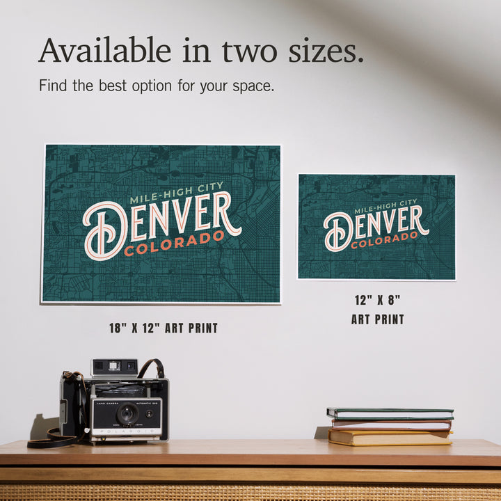 Denver, Colorado, Wayfinder Collection, Map and City Name, Mile-High City, Art & Giclee Prints