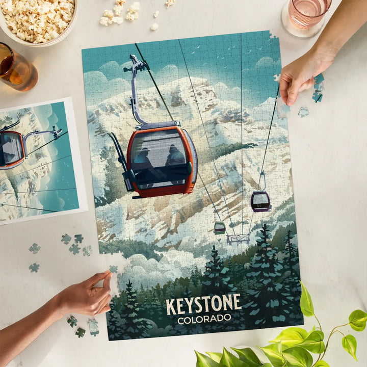 Keystone, Colorado, Lithograph, Gondola, Jigsaw Puzzle