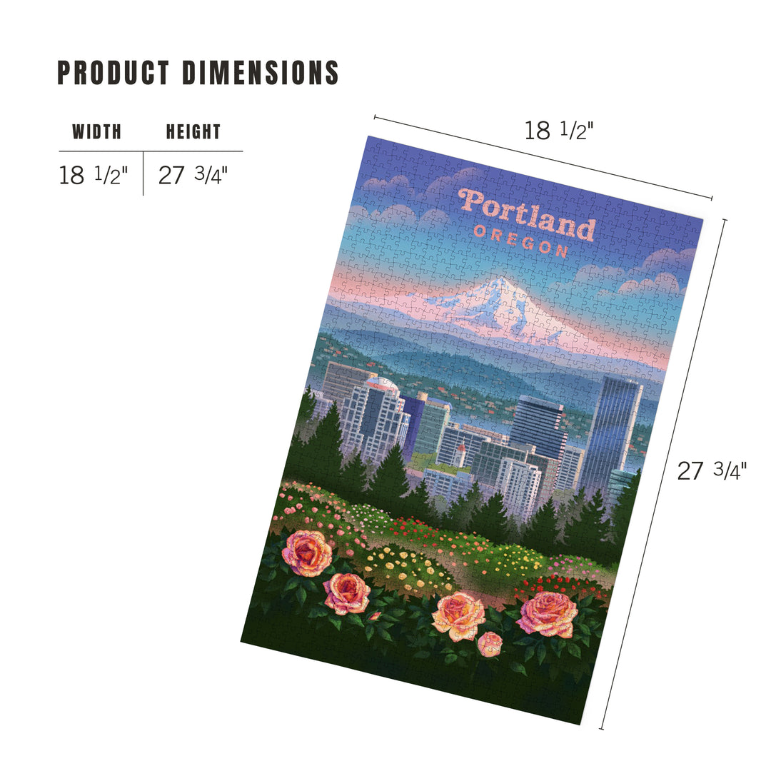 Portland, Oregon, Portland Skyline and Mount Hood, 1000 Piece Jigsaw Puzzle